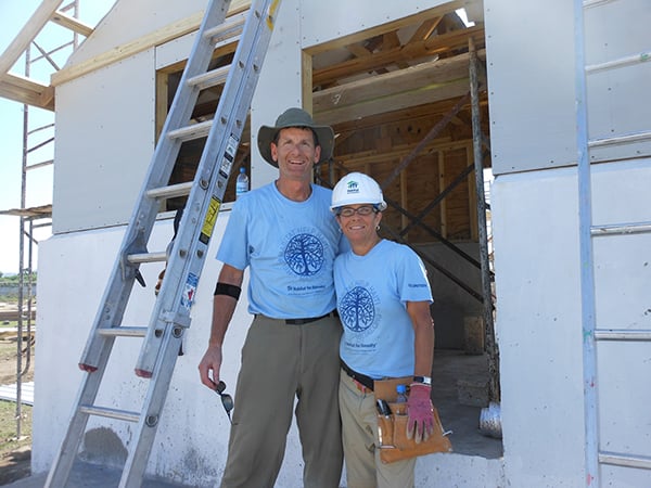 Barry and Sharon on a Habitat build site in Haiti.