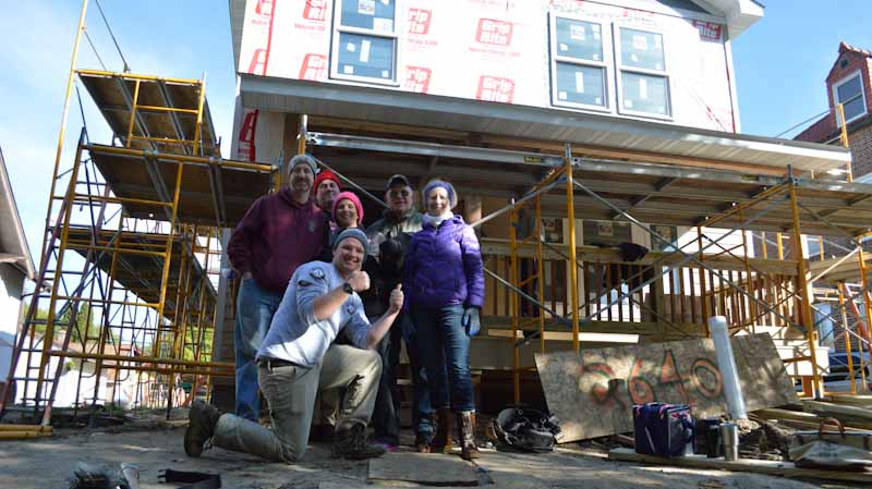 Habitat volunteers in front of a North Minneapolis home.