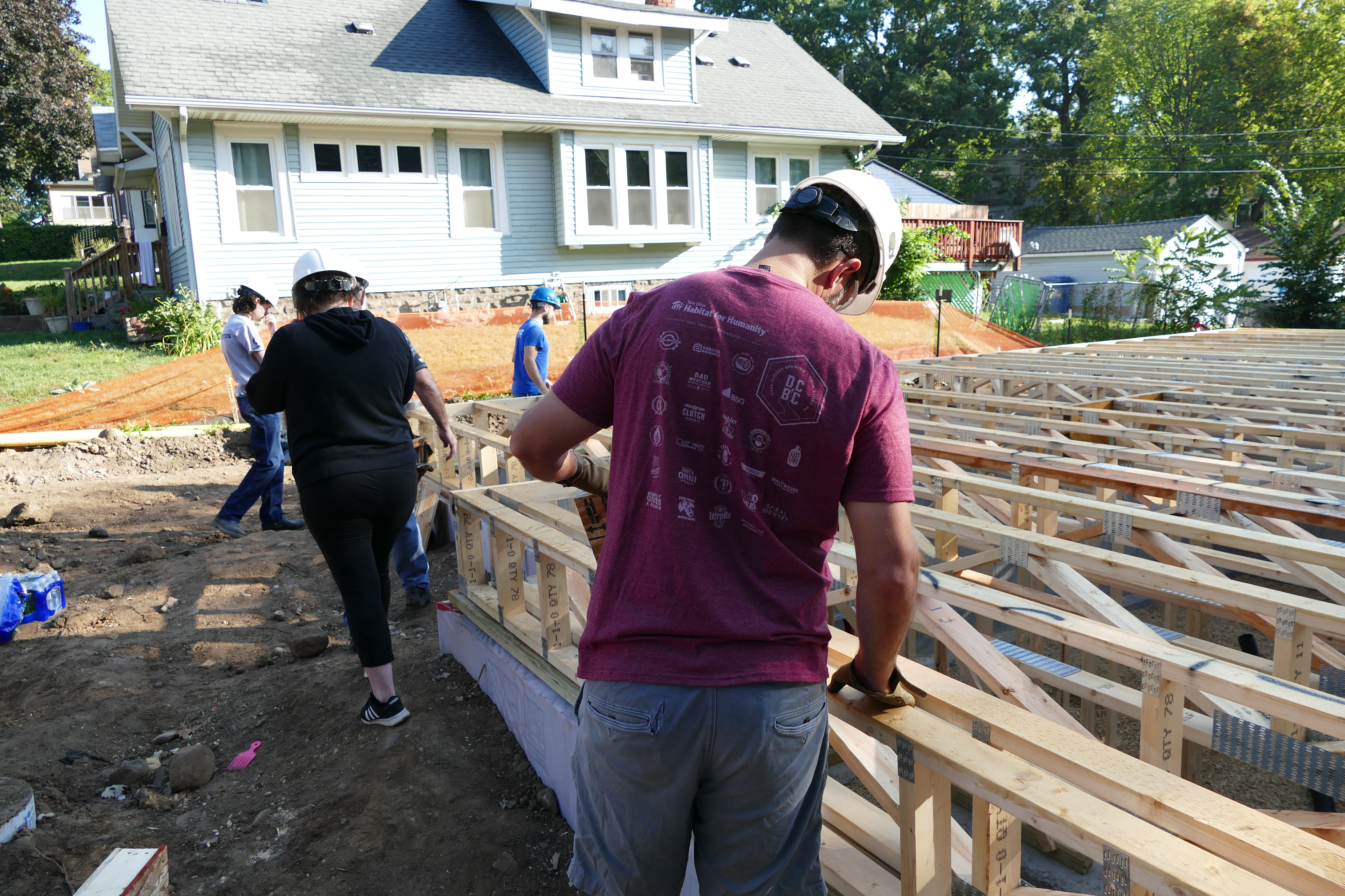 Volunteers working outside.