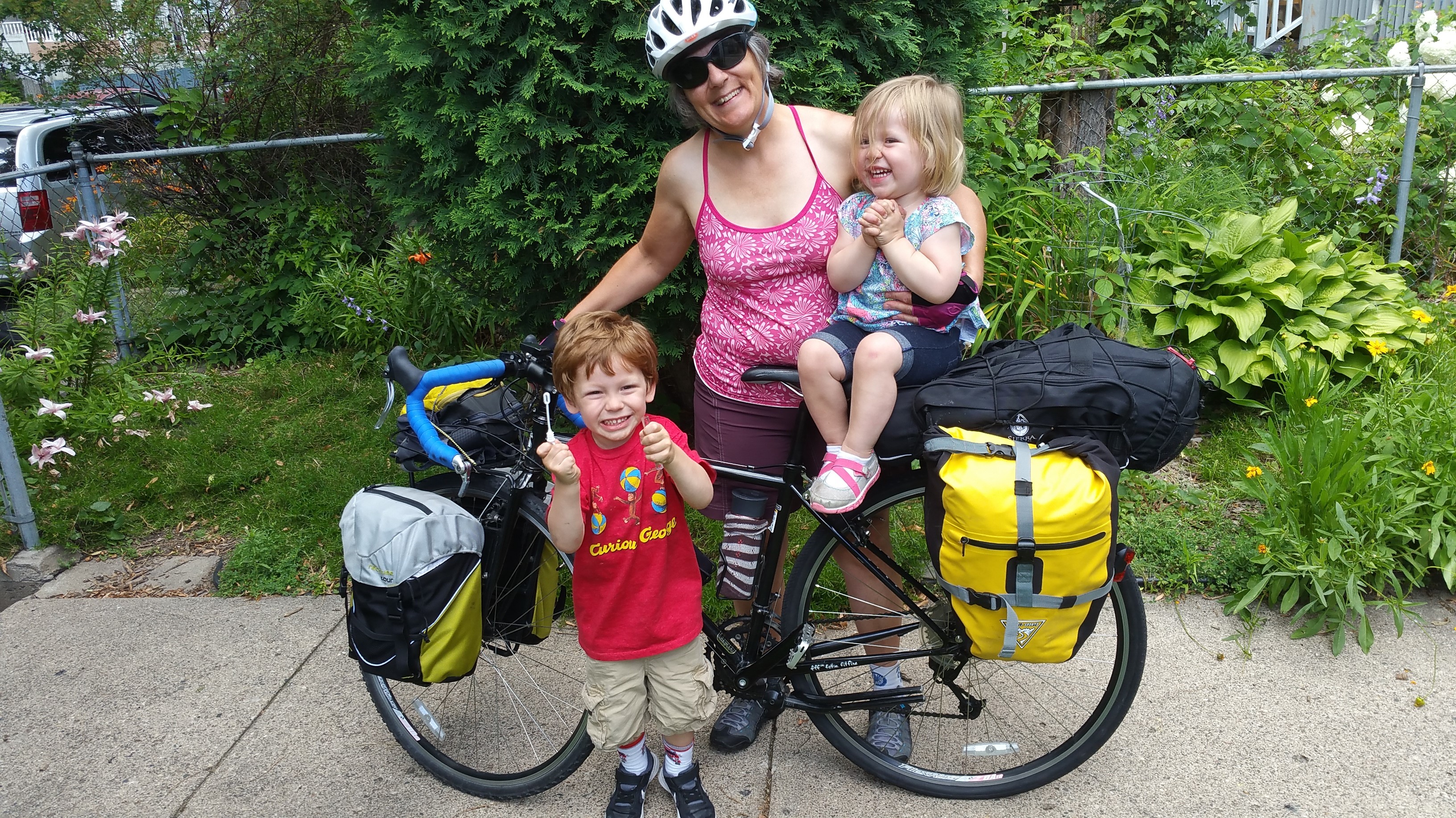 Kaia with her grandkids geared up for the Habitat 500 bike ride