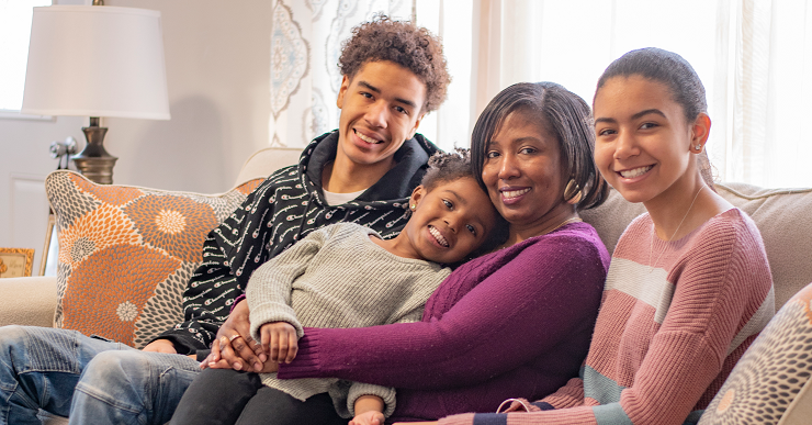 LaShonda's family on the couch.