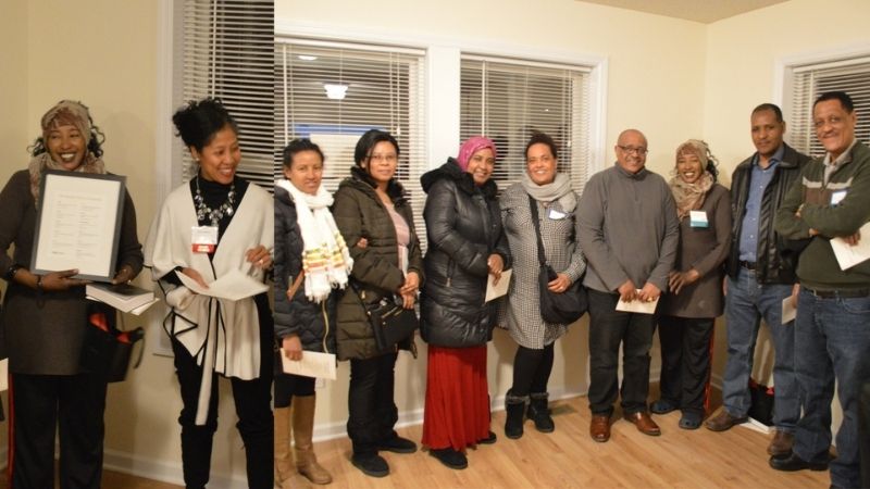 Etsehiwot and guests at her home dedication.