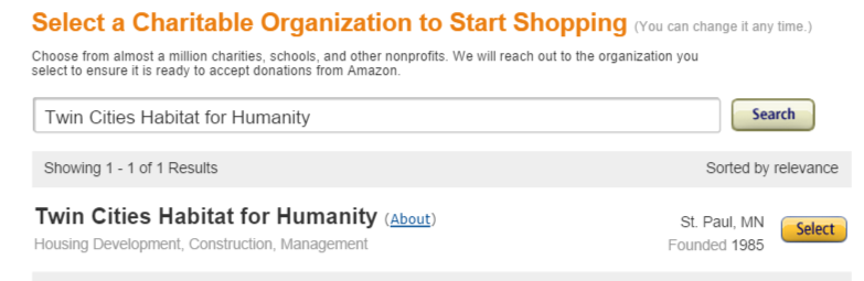 Support Twin Cities Habitat through AmazonSmile