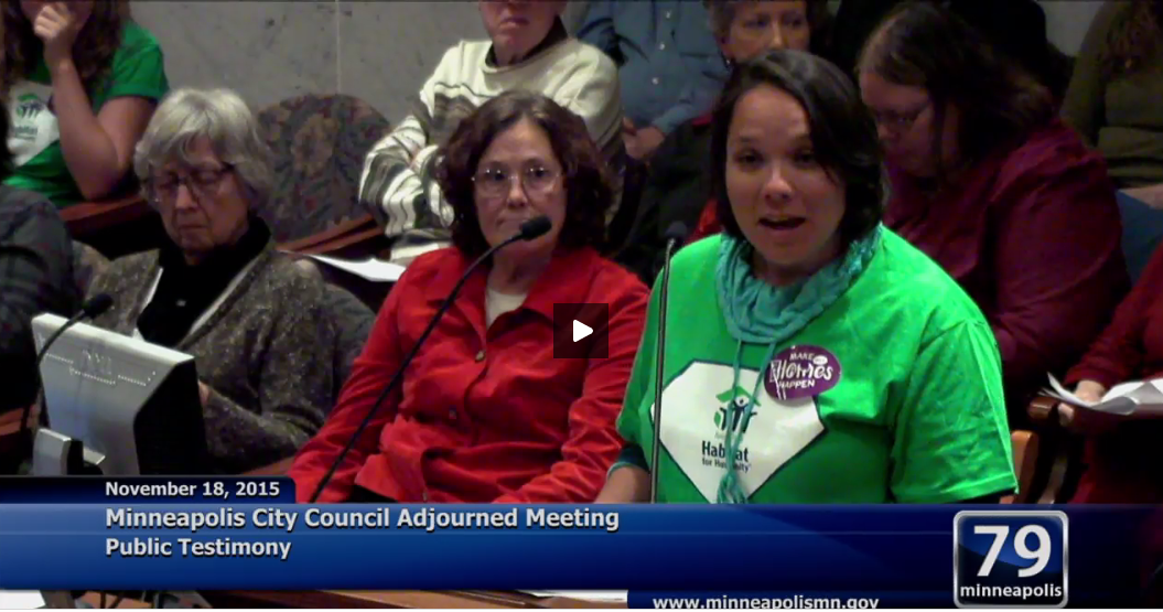 Twin Cities Habitat Testifies for Affordable Home Ownership